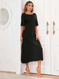 Round Neck Cutout Half Sleeve Dress - Trendsi - Flyclothing LLC