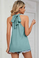 Tied Grecian Neck Tank - Trendsi - Flyclothing LLC