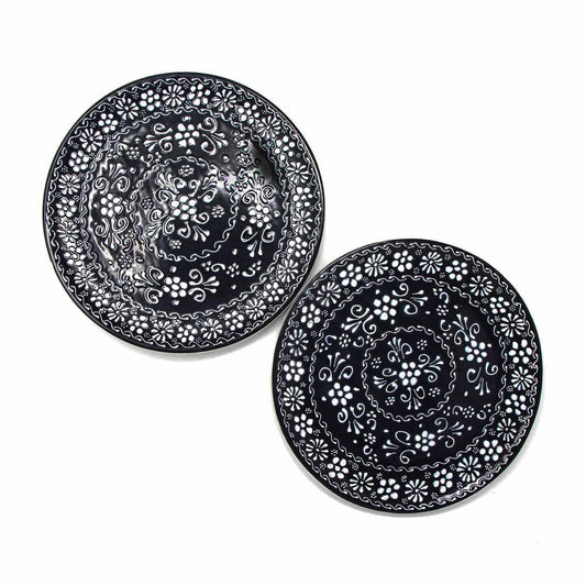 Encantada Handmade Pottery 11.75" Set of 2 Dinner Plates, Ink - Encantada