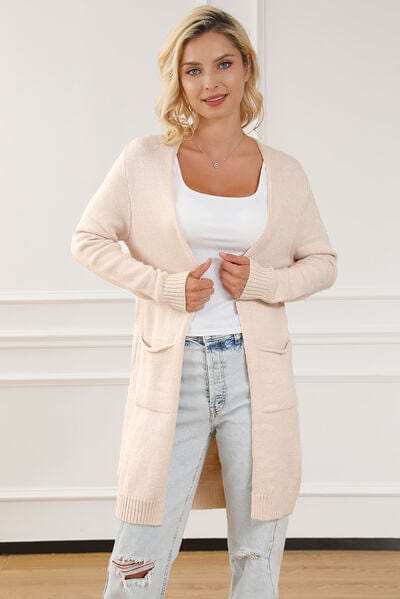 Pocketed Long Sleeve Cardigan - Trendsi - Flyclothing LLC