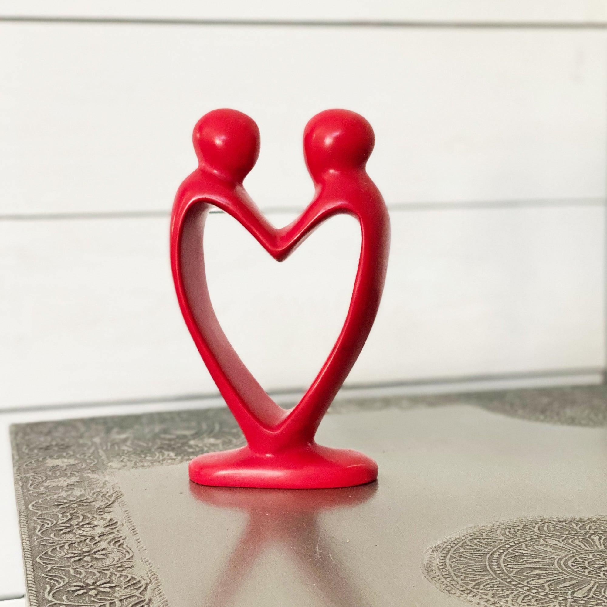 Handcrafted Soapstone Lover's Heart Sculpture in Red - Smolart - Smolart