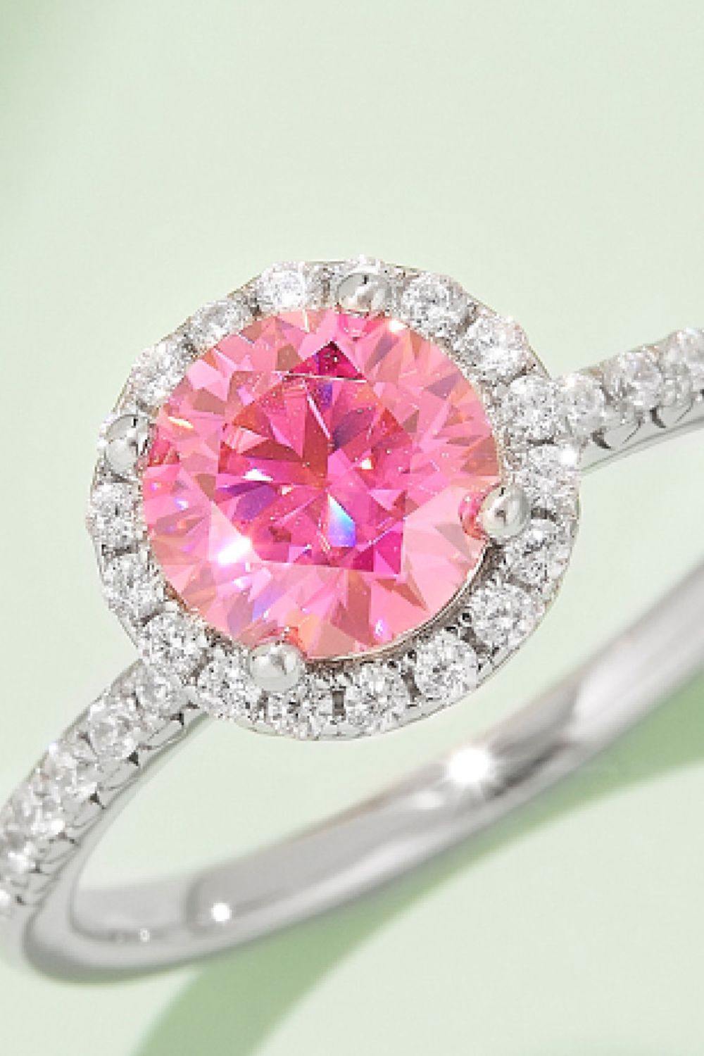 1 Carat Moissanite 925 Sterling Silver Halo Ring - Trendsi