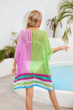 Contrast Scoop Neck Openwork Half Sleeve Cover Up - Trendsi - Flyclothing LLC