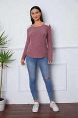 Lace Detail Long Sleeve T-Shirt - Trendsi