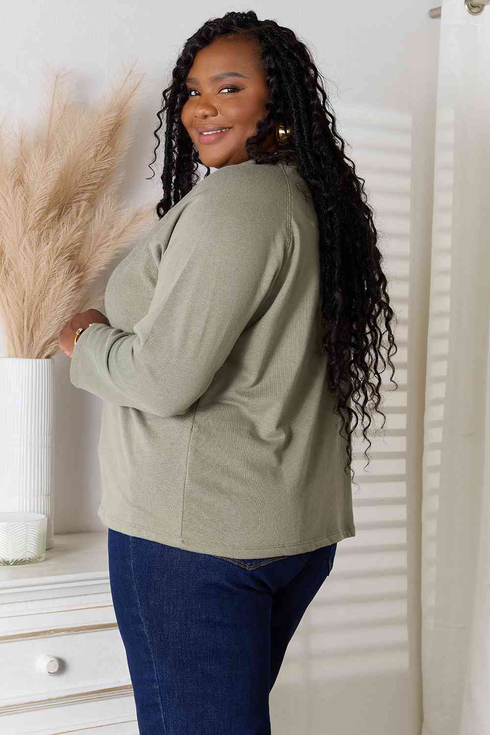 Culture Code Full Size V-Neck Long Sleeve T-Shirt - Trendsi - Flyclothing LLC