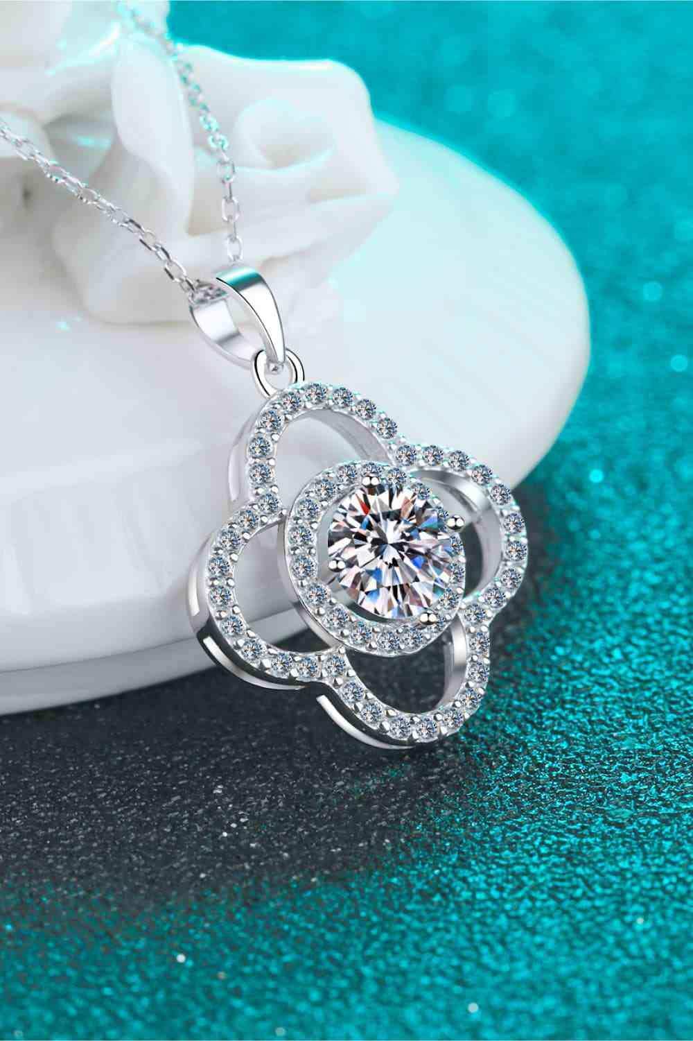 1 Carat Moissanite 925 Sterling Silver Necklace - Trendsi - Flyclothing LLC