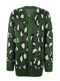 Leopard Open Front Dropped Shoulder Cardigan - Trendsi