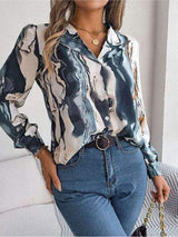 Printed Button Up Long Sleeve Shirt - Trendsi - Flyclothing LLC