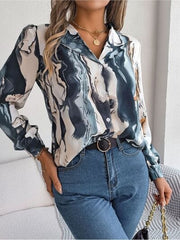 Printed Button Up Long Sleeve Shirt - Trendsi