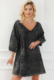 V-Neck Tie Back Mini Denim Dress - Flyclothing LLC