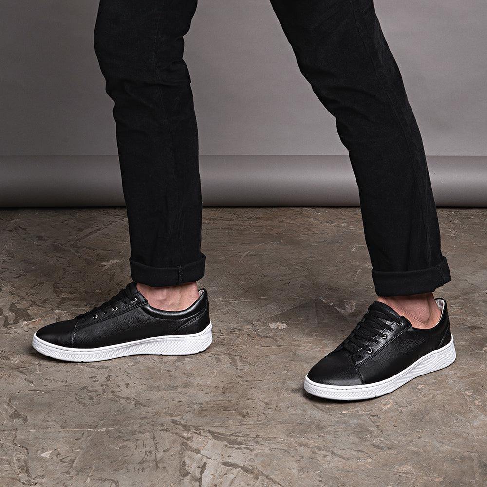 Sandro Moscoloni Bravo Black Perfed toe six eyelet sneakers - Flyclothing LLC