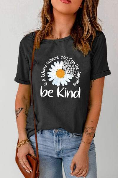Graphic Round Neck Short Sleeve T-Shirt - Trendsi - Flyclothing LLC