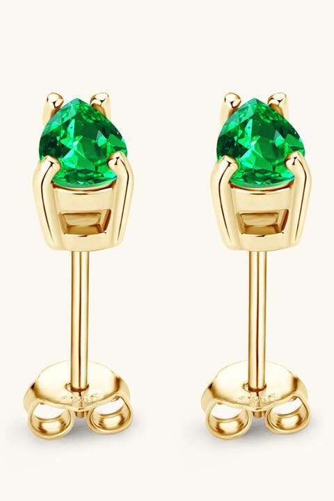 Lab-Grown Emerald Stud Earrings - Trendsi