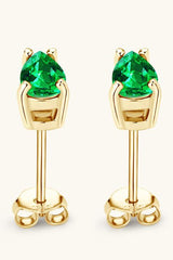 Lab-Grown Emerald Stud Earrings - Trendsi