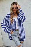 Striped Button Up Long Sleeve Cardigan - Trendsi - Flyclothing LLC