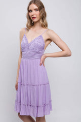 LOVE TREE Lace Detail Tied V-Neck Mini Cami Dress - Trendsi - Flyclothing LLC
