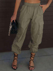 High Waist Drawstring Pants with Pockets - Trendsi