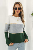 Color Block Horizontal Ribbing Sweater - Trendsi - Flyclothing LLC