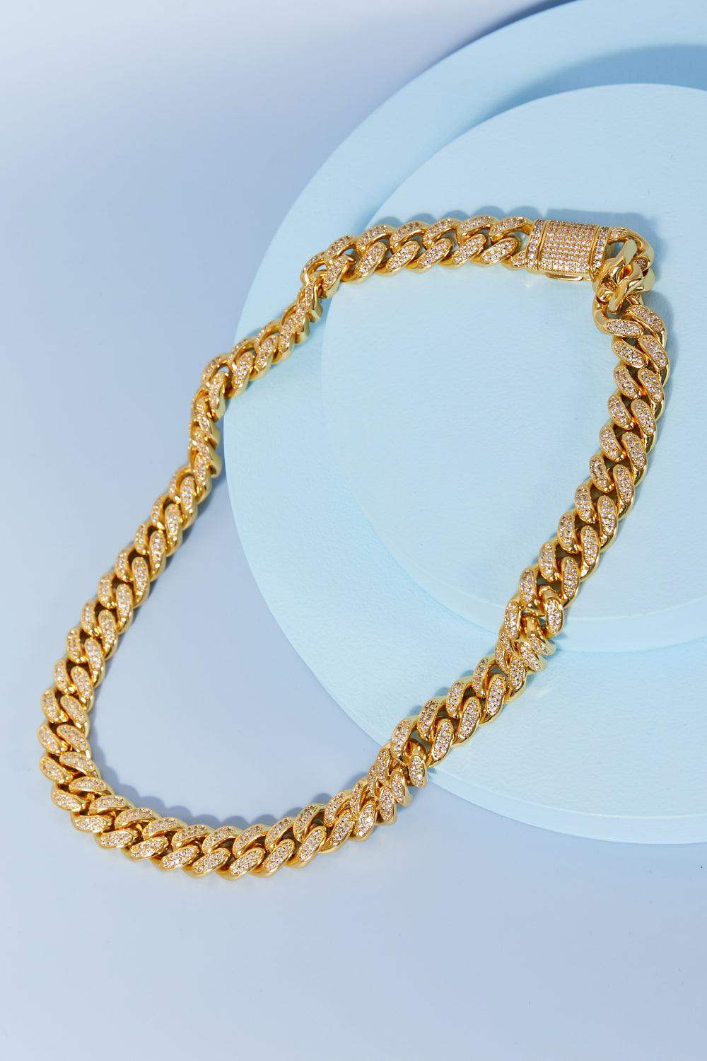 GNJ MANUFACTURING Cubic Zirconia Curb Chain Necklace - Trendsi - Flyclothing LLC