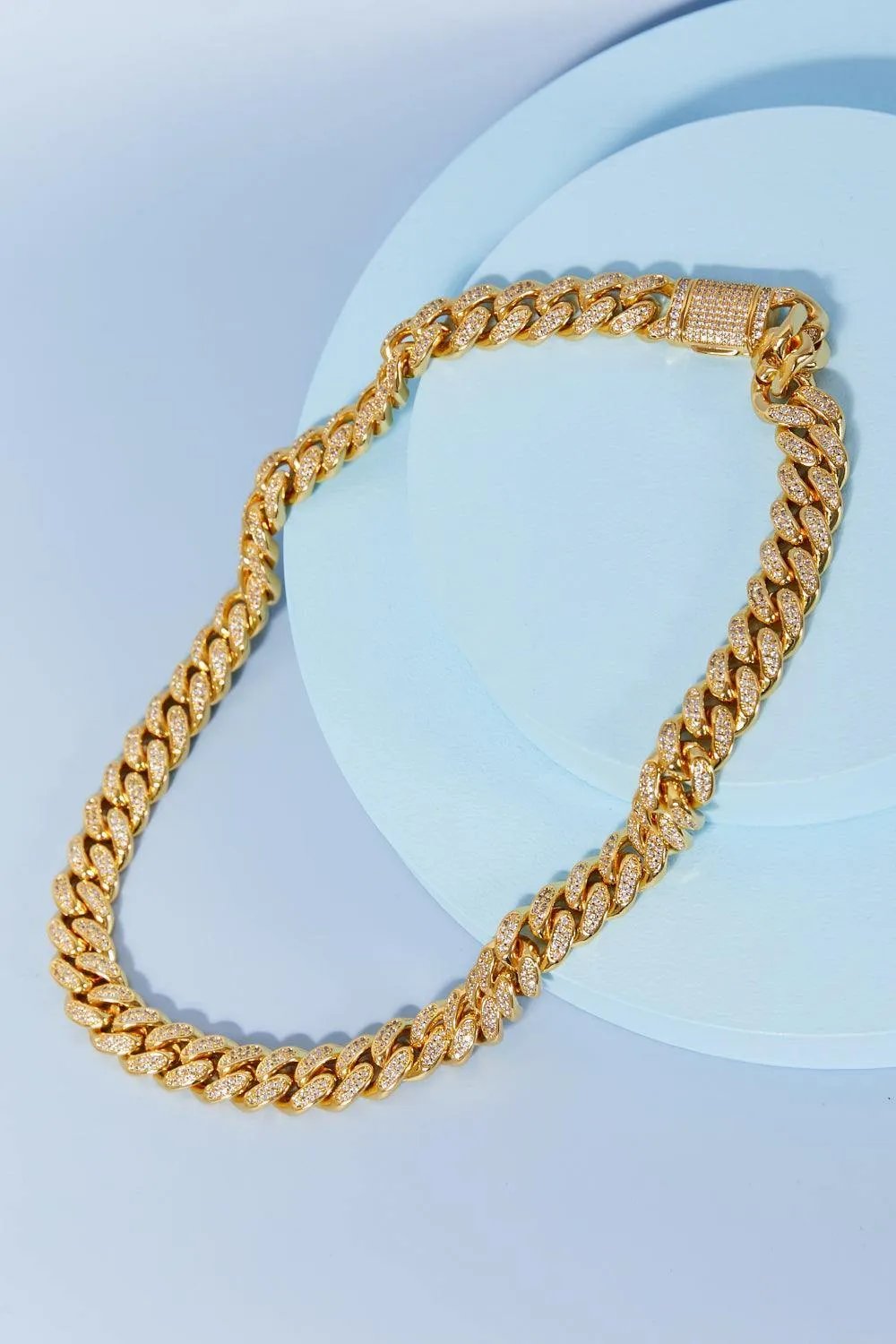 GNJ MANUFACTURING Cubic Zirconia Curb Chain Necklace - Trendsi