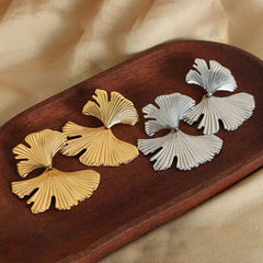Ginkgo Biloba Design Stud Earrings - Trendsi