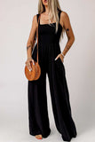 Smocked Square Neck Wide Leg Jumpsuit with Pockets - Trendsi - Flyclothing LLC