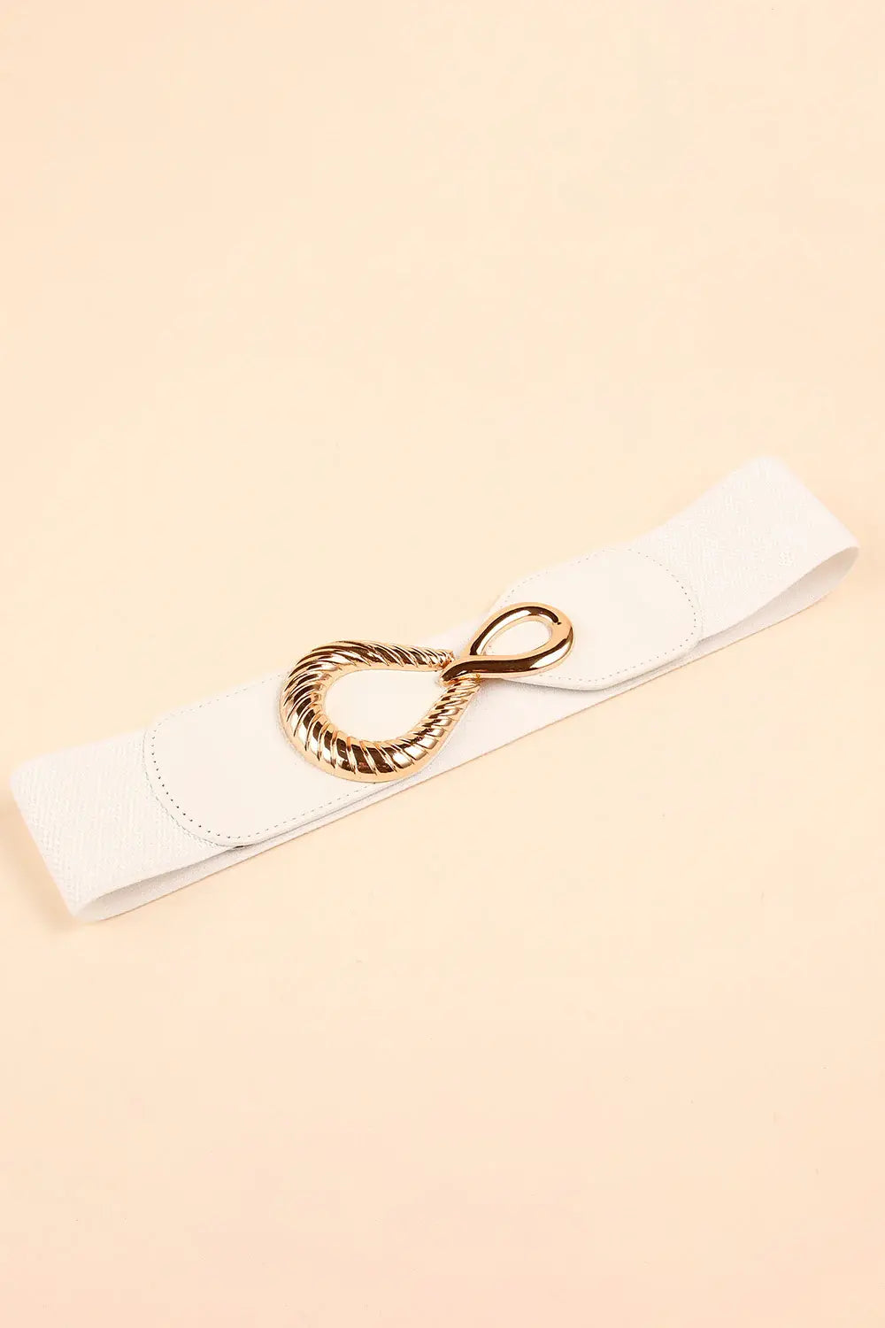 Ribbed Alloy Buckle Elastic Belt - Trendsi - Flyclothing LLC