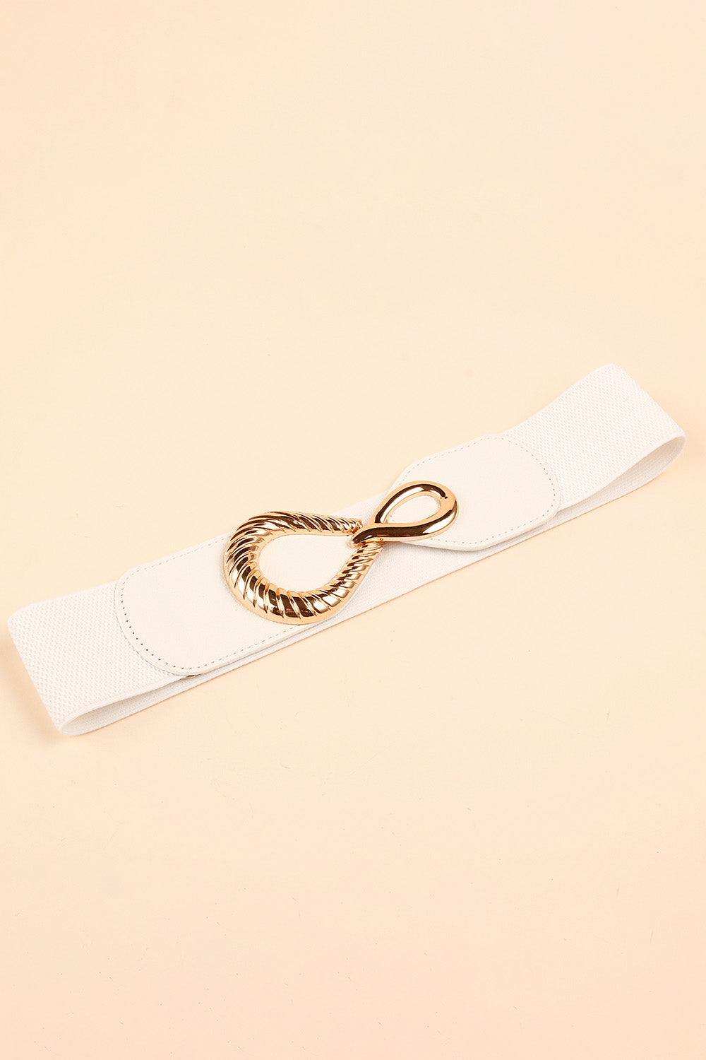 Ribbed Alloy Buckle Elastic Belt - Trendsi - Flyclothing LLC