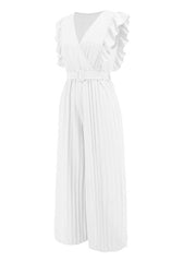 Ruffled Surplice Cap Sleeve Jumpsuit - Trendsi