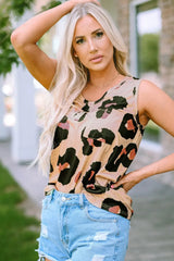 Leopard Print Round Neck Tank - Trendsi - Flyclothing LLC