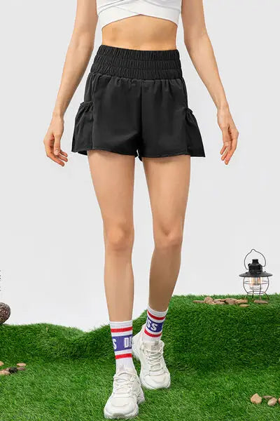 Elastic Waist Pocketed Active Shorts - Trendsi - Flyclothing LLC