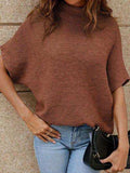 Mock Neck Short Sleeve Sweater - Trendsi - Flyclothing LLC