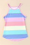 Striped Curved Hem Tank - Trendsi