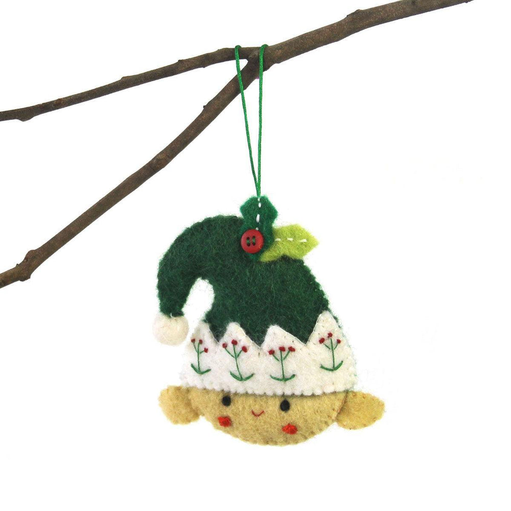 Hand Felted Christmas Ornament: Elf - Global Groove (H) - Global Groove