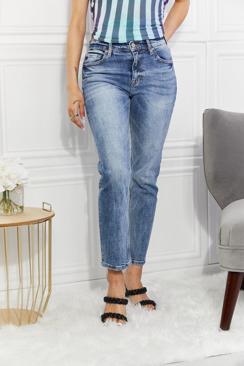 Kancan Full Size Amara High Rise Slim Straight Jeans - Trendsi
