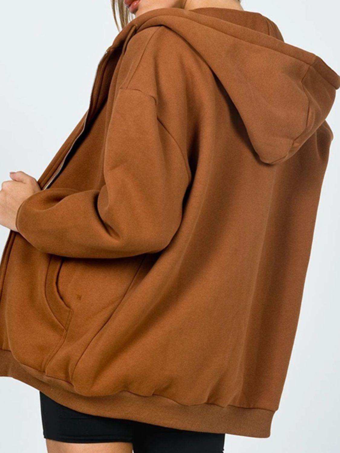 Zip-Up Drawstring Hoodie - Trendsi - Flyclothing LLC