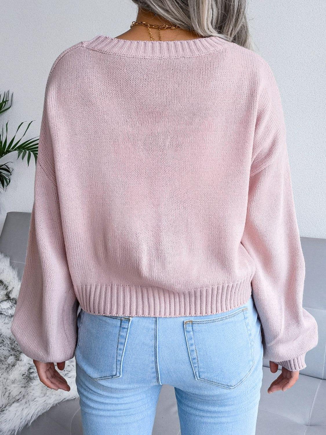 Cloud Print Button Down Ribbed Trim Cardigan - Trendsi
