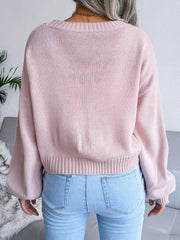 Cloud Print Button Down Ribbed Trim Cardigan - Trendsi