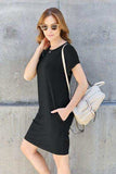 Basic Bae Full Size Round Neck Short Sleeve Dress with Pockets - Trendsi - Flyclothing LLC