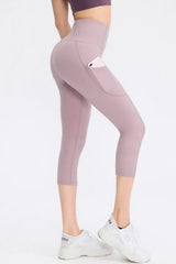 Wide Waistband Cropped Active Leggings with Pockets - Trendsi - Flyclothing LLC