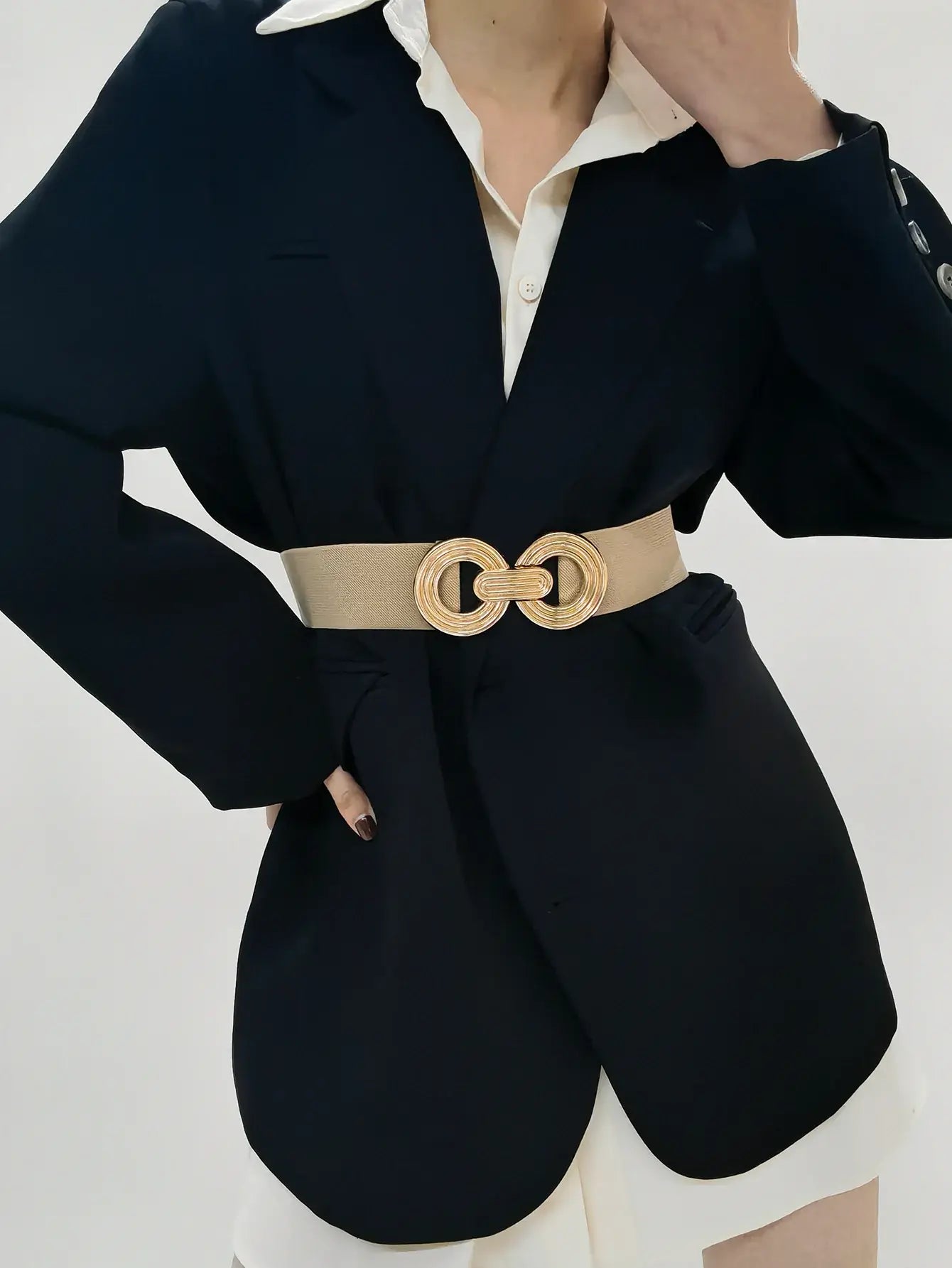 Geometric Buckle Elastic Wide Belt - Trendsi - Flyclothing LLC