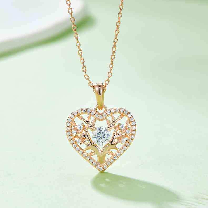 Moissanite 925 Sterling Silver Heart Shape Necklace - Trendsi - Flyclothing LLC