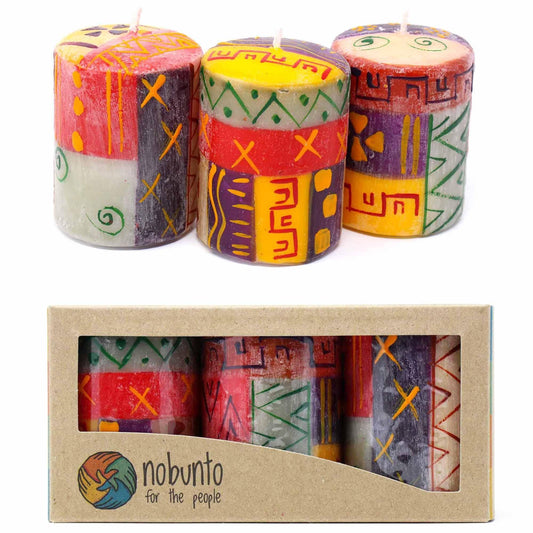 Set of Three Boxed Hand-Painted Candles - Indaeuko Design - Nobunto - Flyclothing LLC
