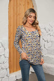 Printed Square Neck Long Sleeve Blouse - Trendsi - Flyclothing LLC