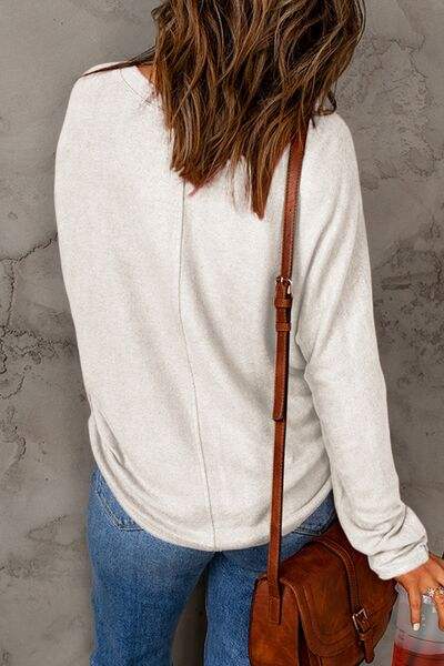 Double Take Full Size Round Neck Long Sleeve T-Shirt - Trendsi - Flyclothing LLC