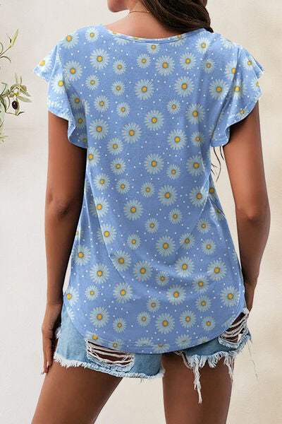 Printed Round Neck Short Sleeve T-Shirt - Trendsi - Flyclothing LLC