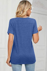V-Neck Short Sleeve T-Shirt - Trendsi - Flyclothing LLC