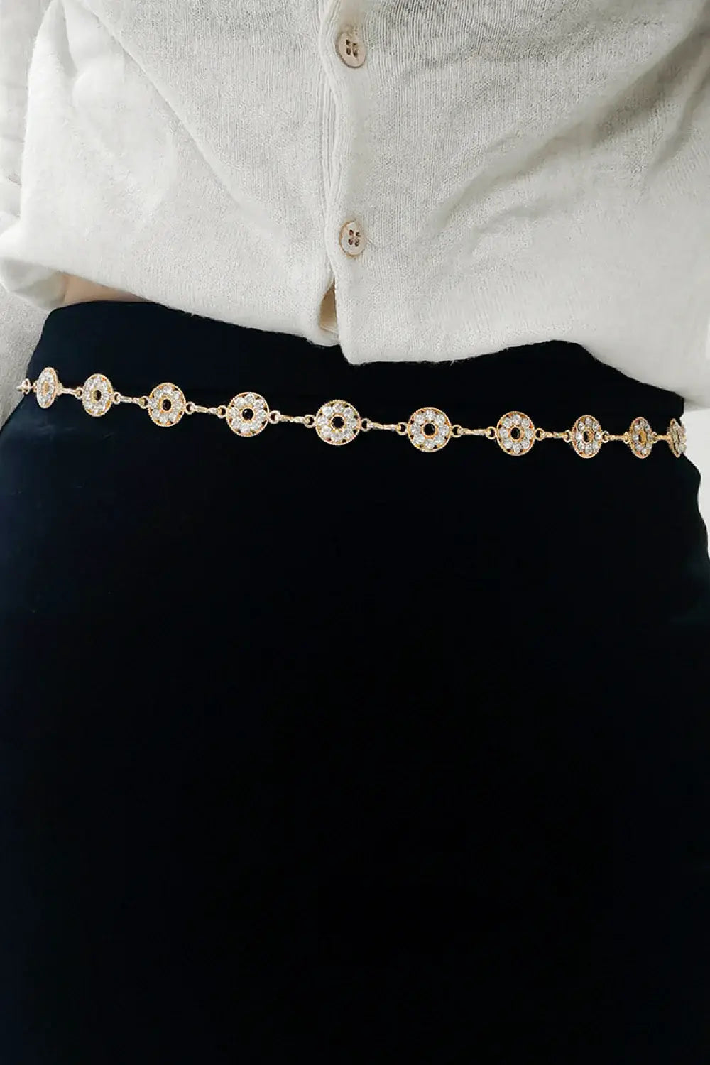 Rhinestone Decor Zinc Alloy Belt - Trendsi - Flyclothing LLC