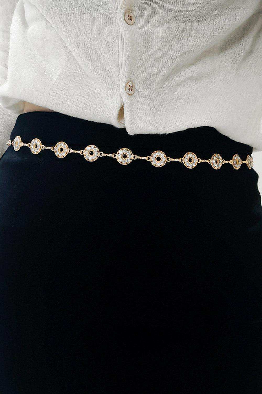 Rhinestone Decor Zinc Alloy Belt - Trendsi - Flyclothing LLC