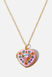 Rhinestone Decor Heart Box Pendant Necklace - Trendsi - Flyclothing LLC